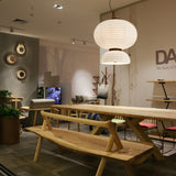 Modern White Silk Lantern Pendant Light with Oak Wood Details and Adjustable Hanging Cord