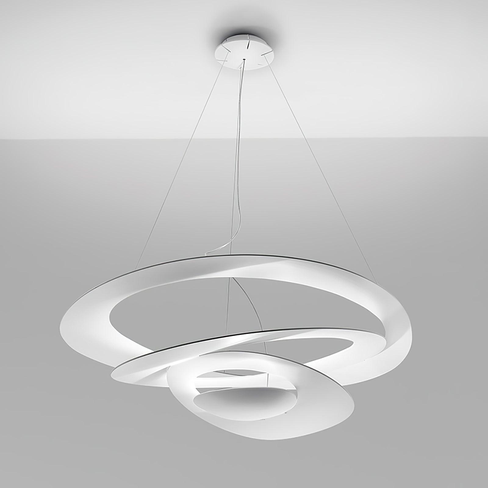Modern White Spiral Aluminum Disc Pendant Lamp for Contemporary Interior Lighting