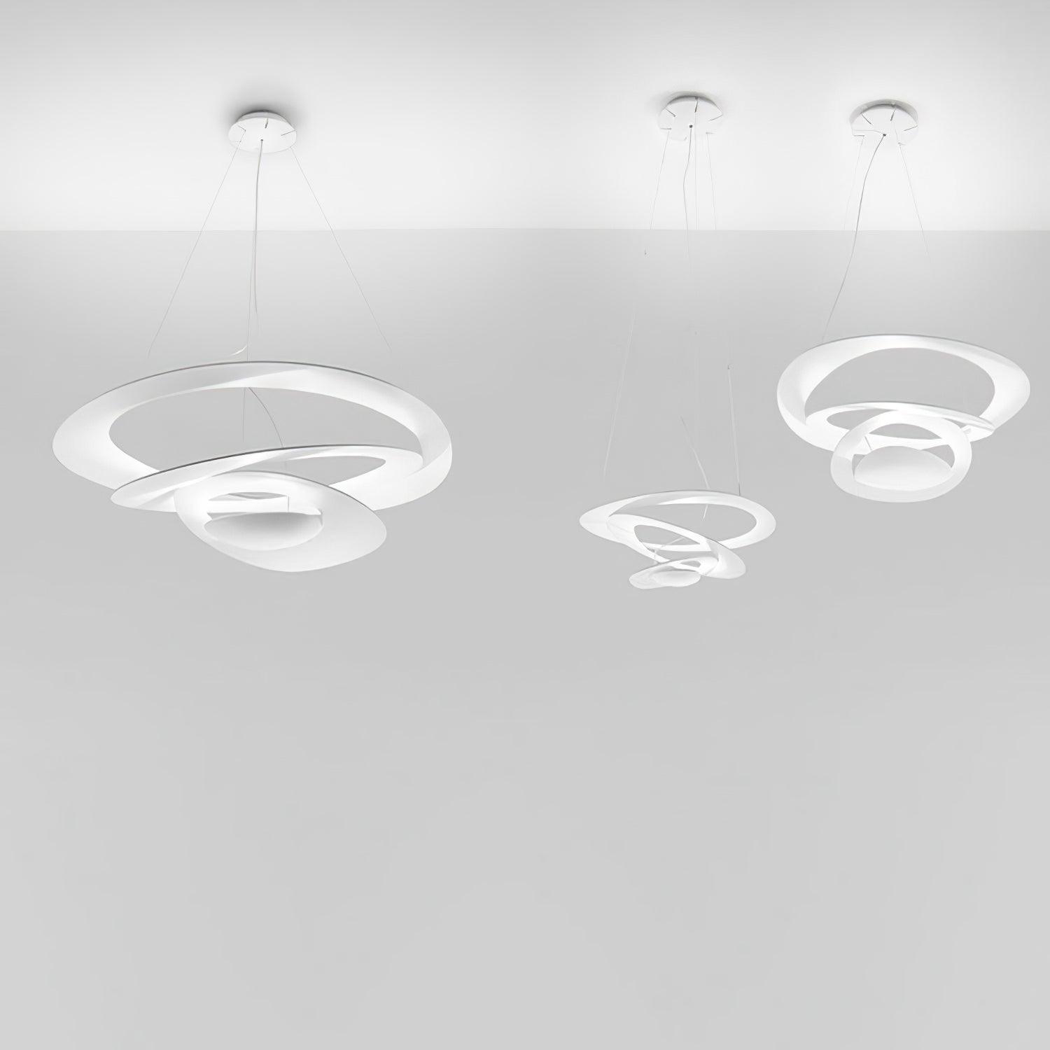 Modern White Spiral Aluminum Disc Pendant Lamp for Contemporary Interior Lighting