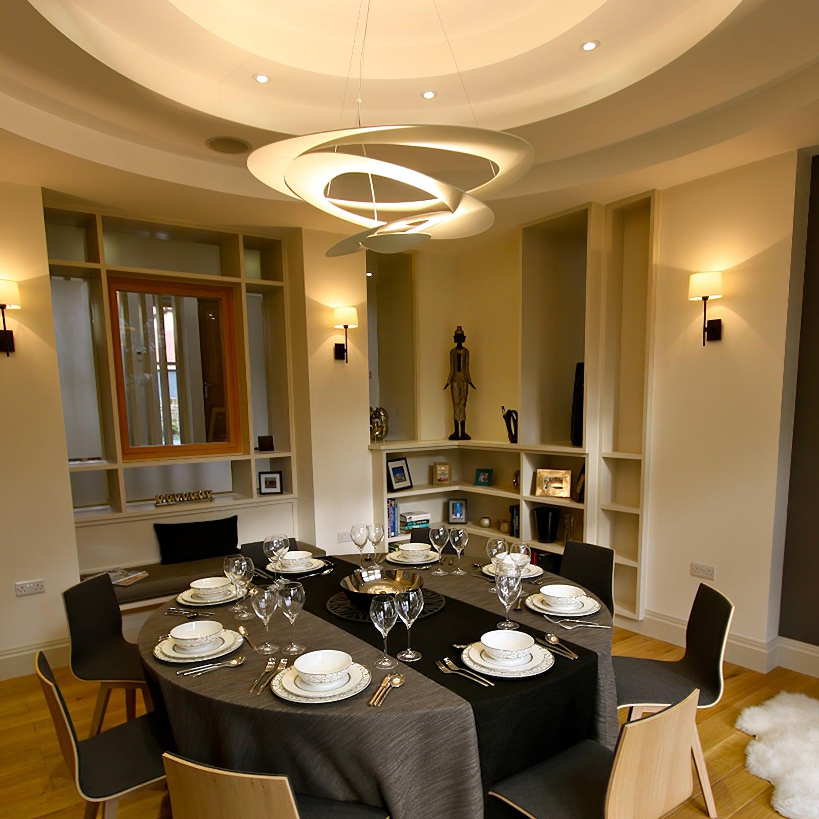 Modern White Spiral Aluminum Disc Pendant Lamp for Contemporary Interior Lighting