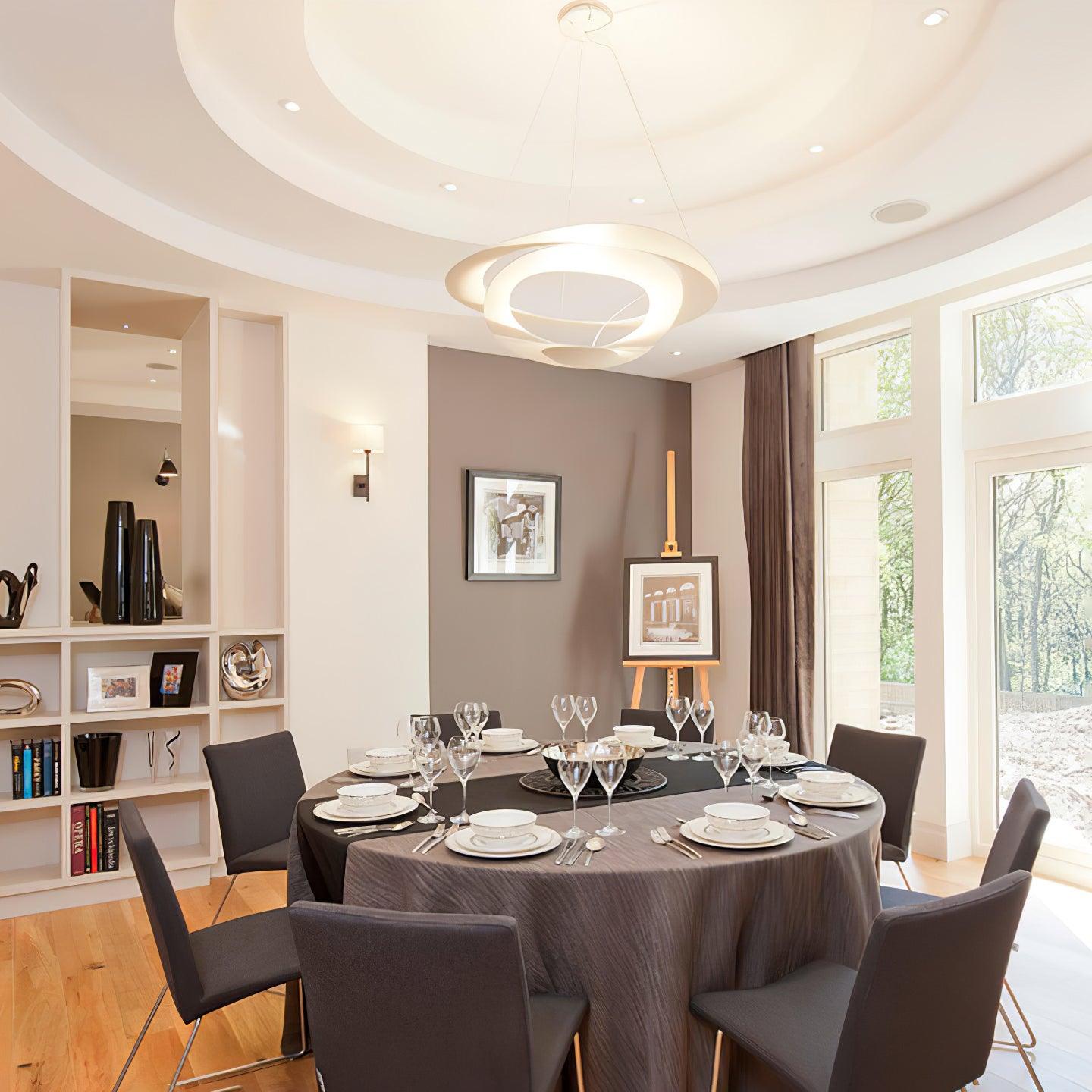 Modern White Spiral Aluminum Disc Pendant Lamp for Contemporary Interior Lighting