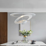 Modern White Spiral Aluminum Disc Pendant Lamp for Contemporary Interior Lighting
