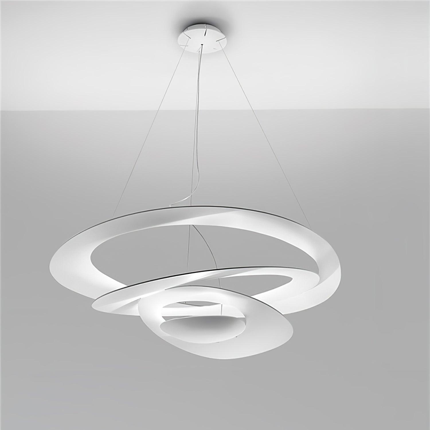 Modern White Spiral Aluminum Disc Pendant Lamp for Contemporary Interior Lighting
