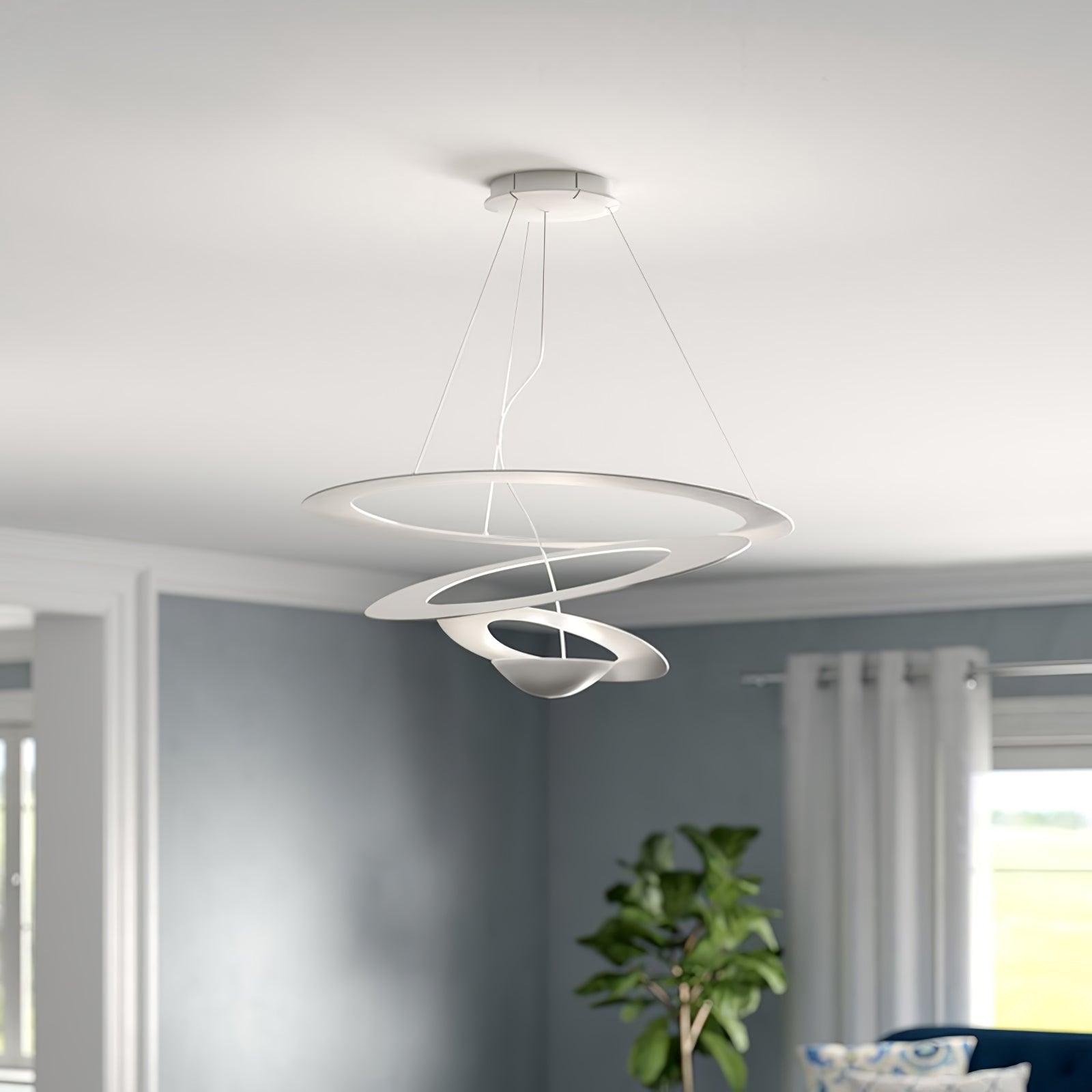 Modern White Spiral Aluminum Disc Pendant Lamp for Contemporary Interior Lighting