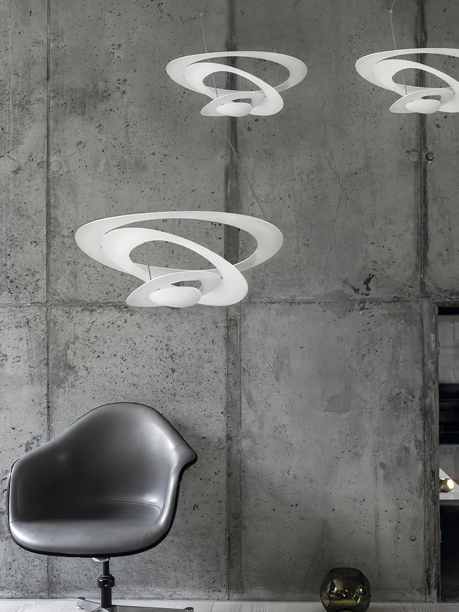 Modern White Spiral Aluminum Disc Pendant Lamp for Contemporary Interior Lighting
