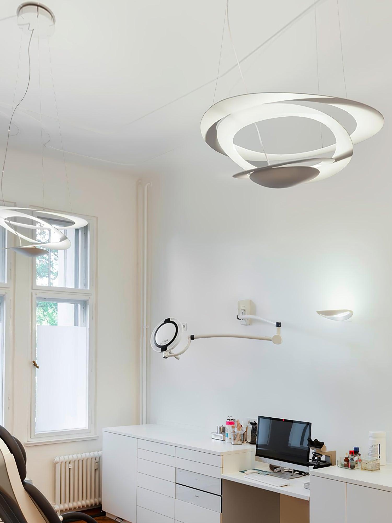 Modern White Spiral Aluminum Disc Pendant Lamp for Contemporary Interior Lighting