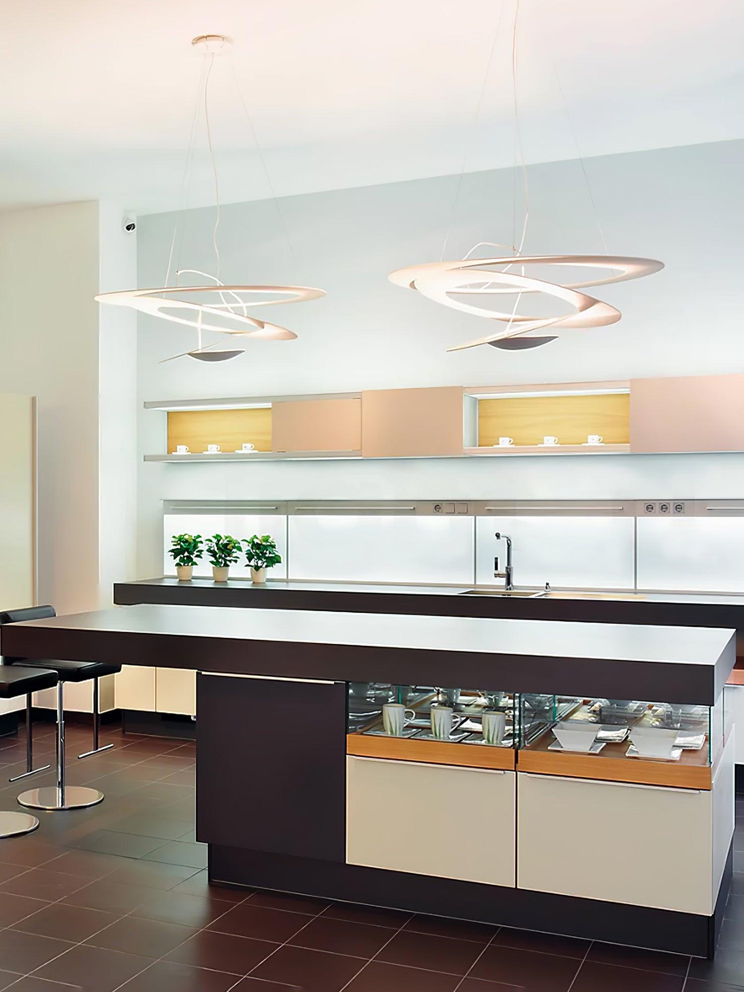 Modern White Spiral Aluminum Disc Pendant Lamp for Contemporary Interior Lighting
