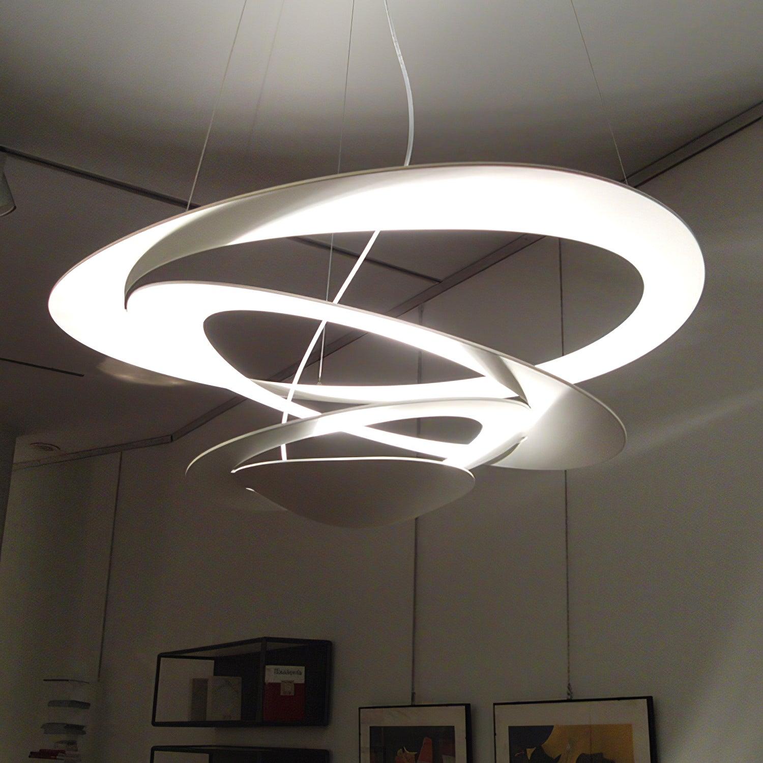 Modern White Spiral Aluminum Disc Pendant Lamp for Contemporary Interior Lighting