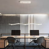 Modern White Wave Branch LED Chandelier with Stepless Dimming and Adjustable Hanging Wire for Dining Room