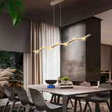 Modern White Wave Branch LED Chandelier with Stepless Dimming and Adjustable Hanging Wire for Dining Room