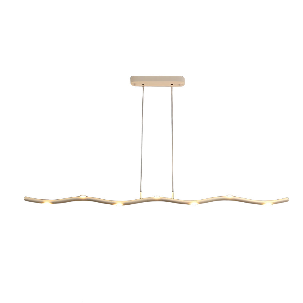 Modern White Wave Branch LED Chandelier with Stepless Dimming and Adjustable Hanging Wire for Dining Room