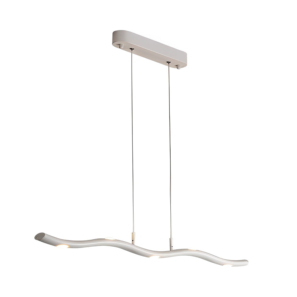 Modern White Wave Branch LED Chandelier with Stepless Dimming and Adjustable Hanging Wire for Dining Room