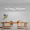 Modern White Wave Spiral LED Chandelier Dimmable Linear Pendant Lighting for Dining Room