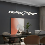 Modern White Wave Spiral LED Chandelier Dimmable Linear Pendant Lighting for Dining Room