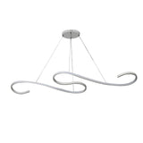 Modern White Wavy LED Chandelier Dimmable Minimalist Pendant Light for Living Room and Dining Area