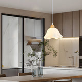Modern White Wood and Acrylic Flower Pendant Light Nordic Style Chandelier for Home Decor
