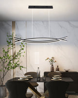 Modern Wishbone LED Linear Chandelier Large Pendant Light for Kitchen Island and Dining Room