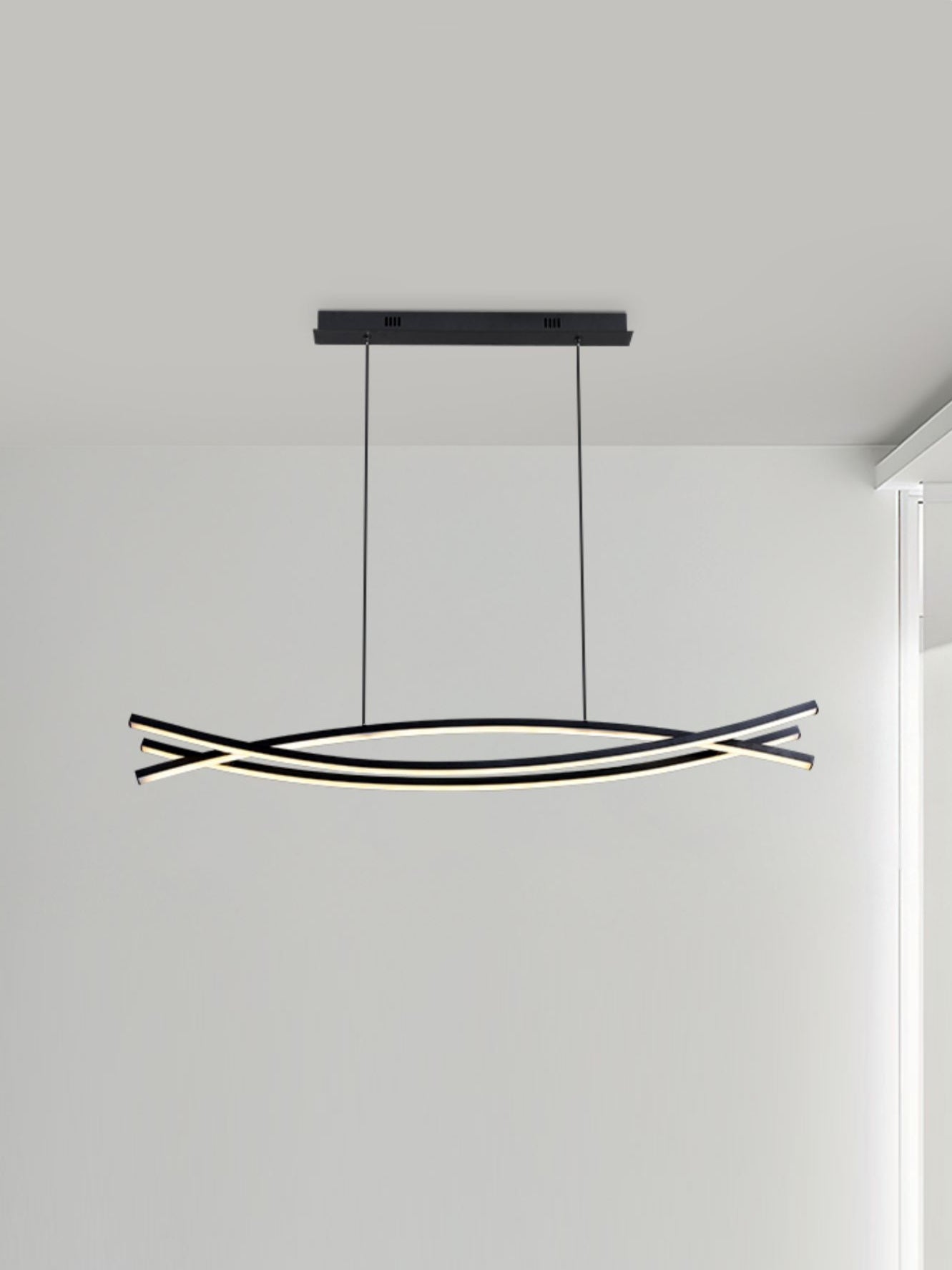 Modern Wishbone LED Linear Chandelier Large Pendant Light for Kitchen Island and Dining Room