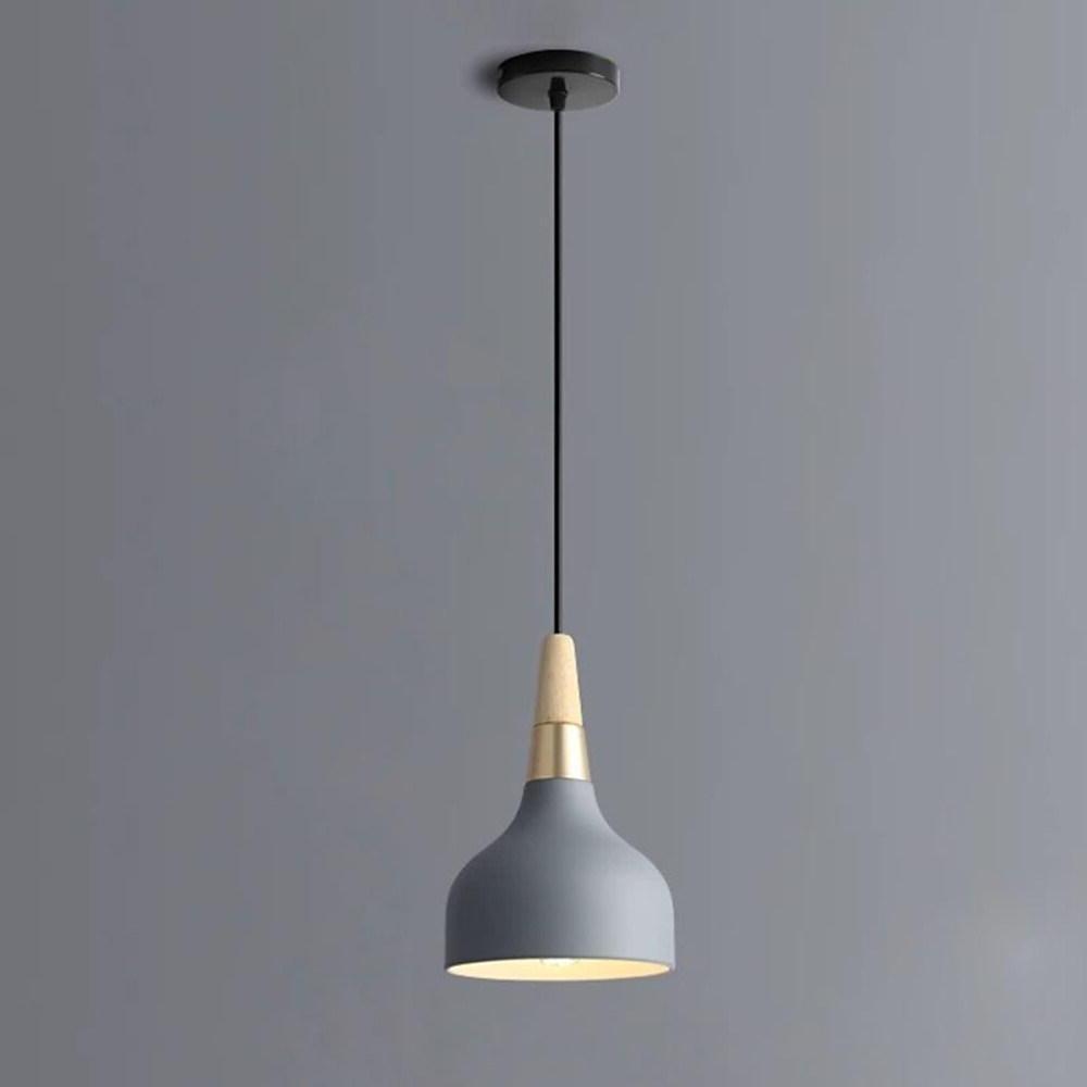 Modern Wood and Bamboo LED Pendant Light with Metal Shade for Kitchen Island and Bedroom