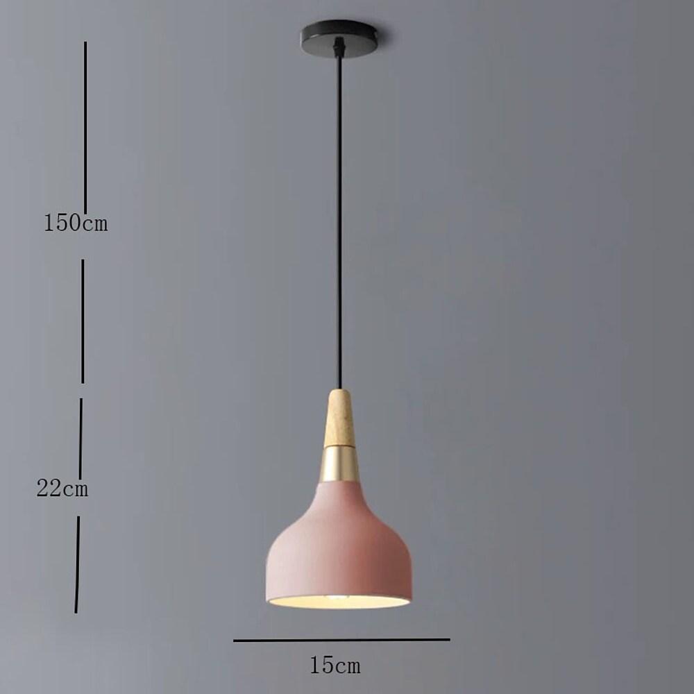 Modern Wood and Bamboo LED Pendant Light with Metal Shade for Kitchen Island and Bedroom