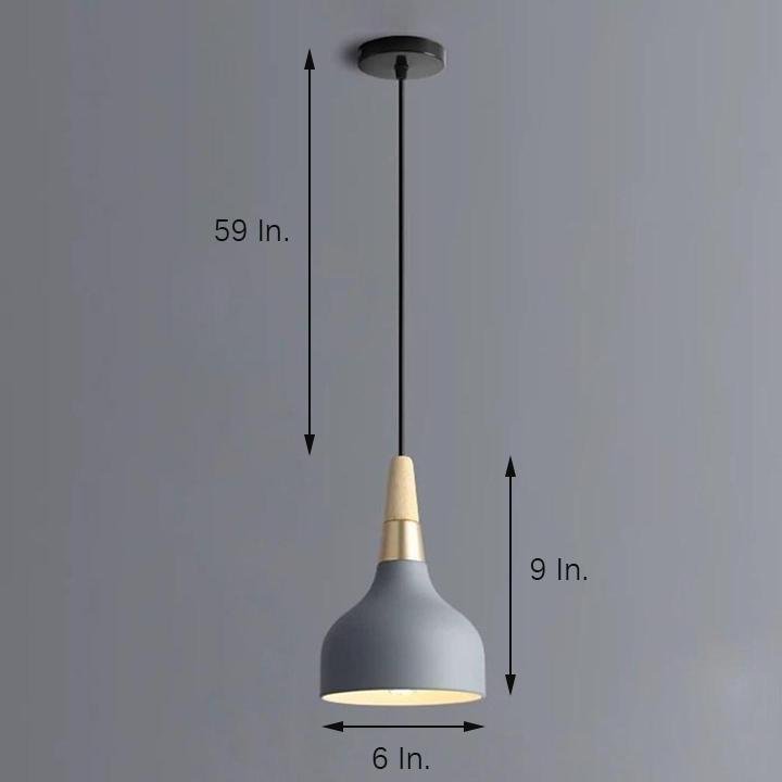 Modern Wood and Bamboo LED Pendant Light with Metal Shade for Kitchen Island and Bedroom