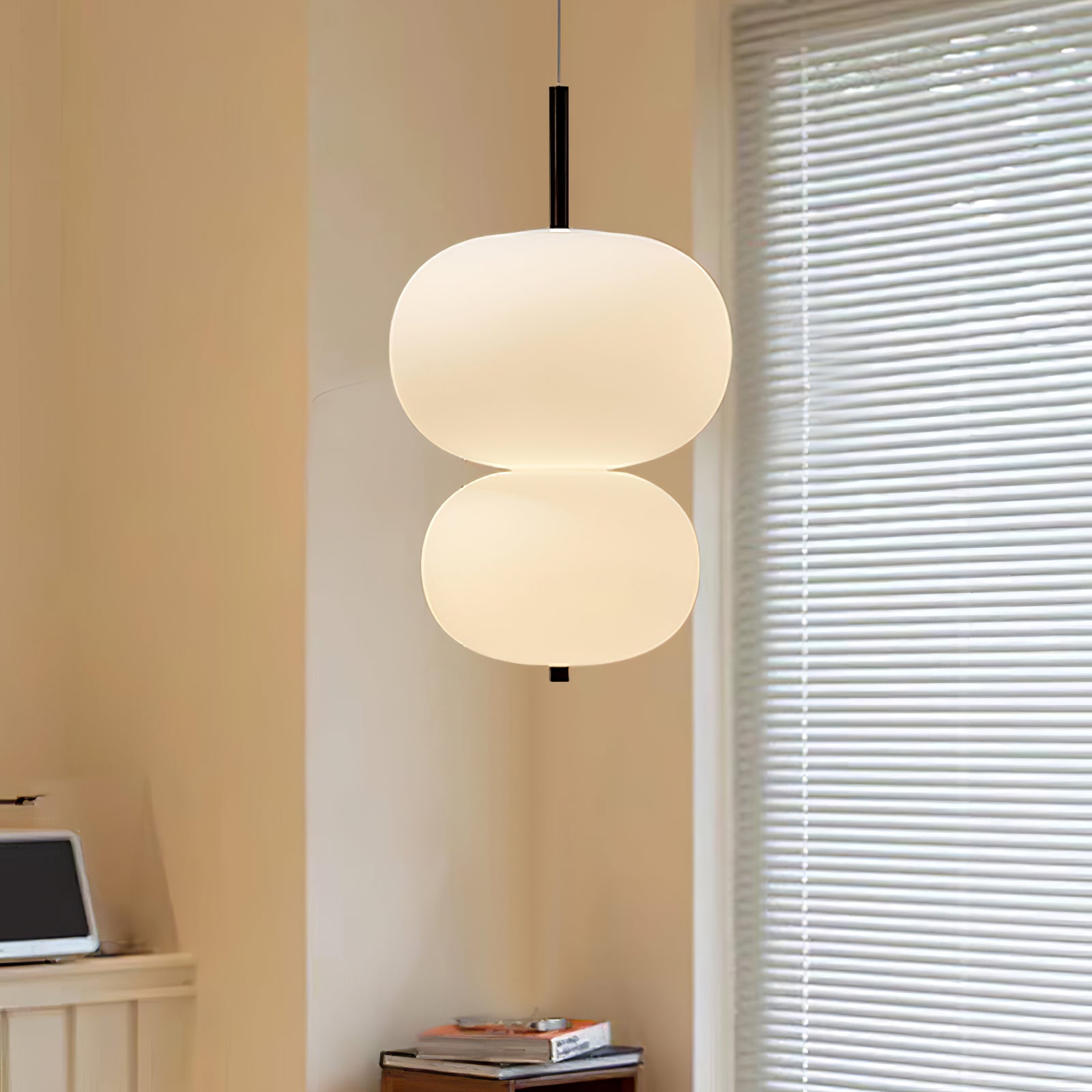 Modern Wood and Hand Blown Glass Sphere LED Pendant Light for Home Decor