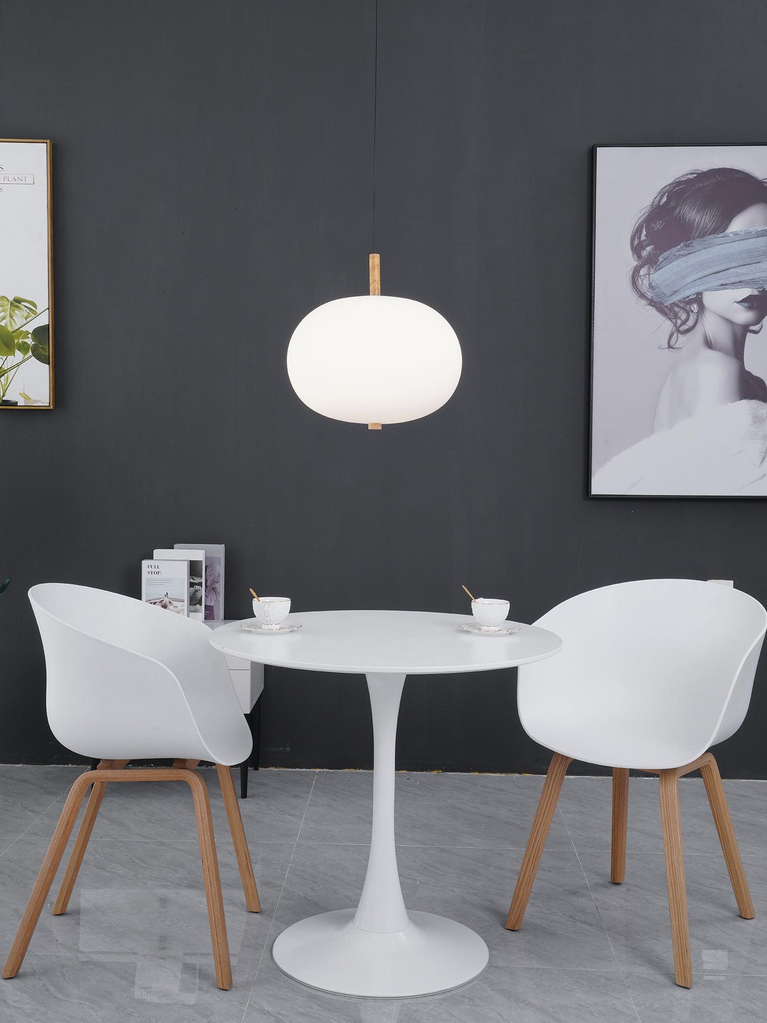 Modern Wood and Hand Blown Glass Sphere LED Pendant Light for Home Decor