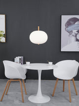 Modern Wood and Hand Blown Glass Sphere LED Pendant Light for Home Decor