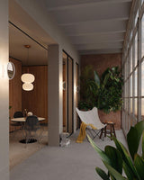 Modern Wood and Hand Blown Glass Sphere LED Pendant Light for Home Decor