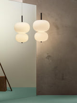 Modern Wood and Hand Blown Glass Sphere LED Pendant Light for Home Decor