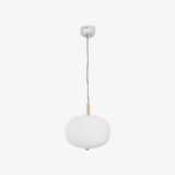 Modern Wood and Hand Blown Glass Sphere LED Pendant Light for Home Decor