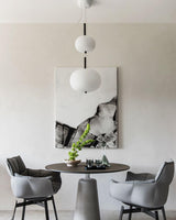 Modern Wood and Hand Blown Glass Sphere LED Pendant Light for Home Decor