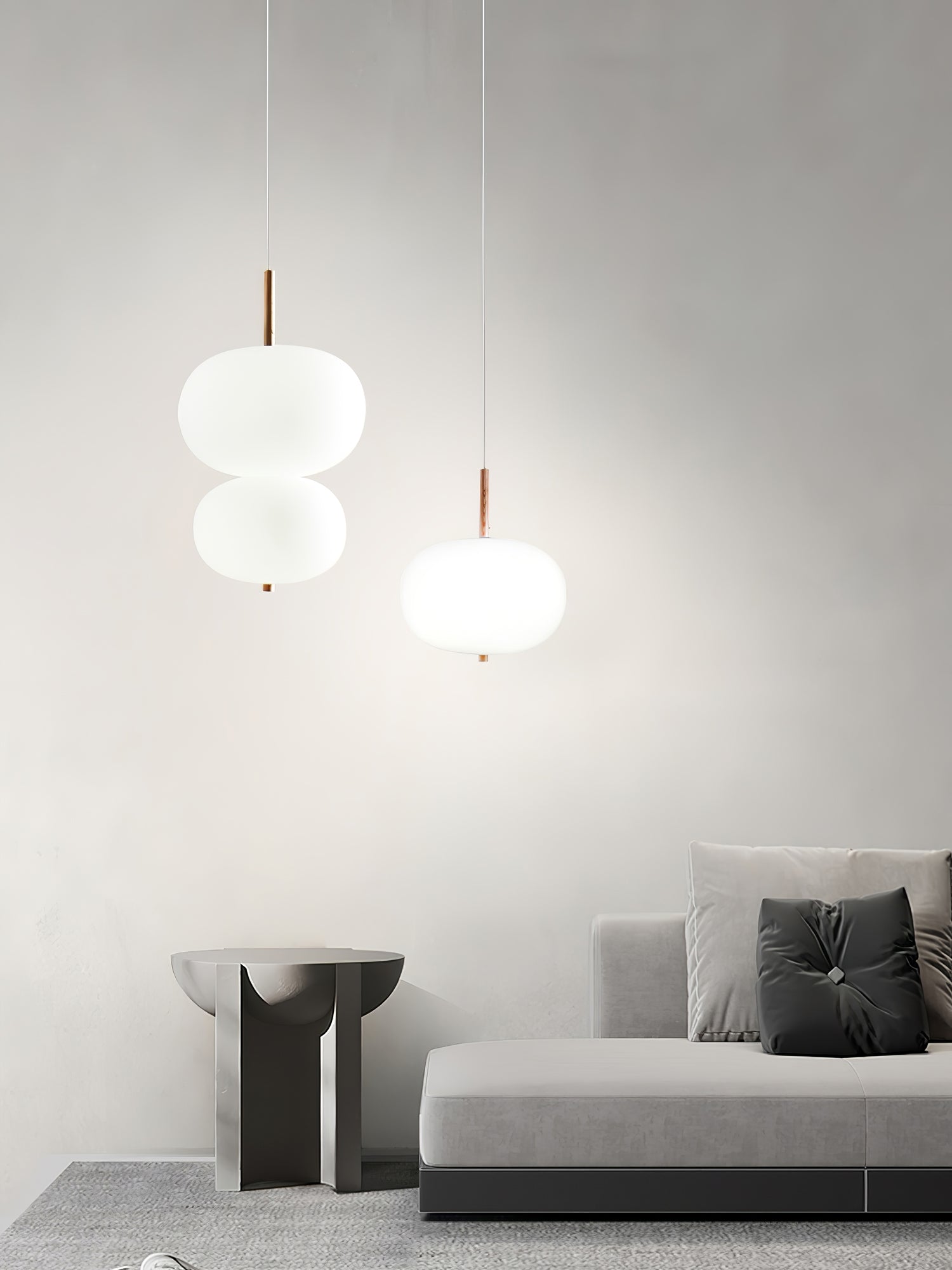 Modern Wood and Hand Blown Glass Sphere LED Pendant Light for Home Decor