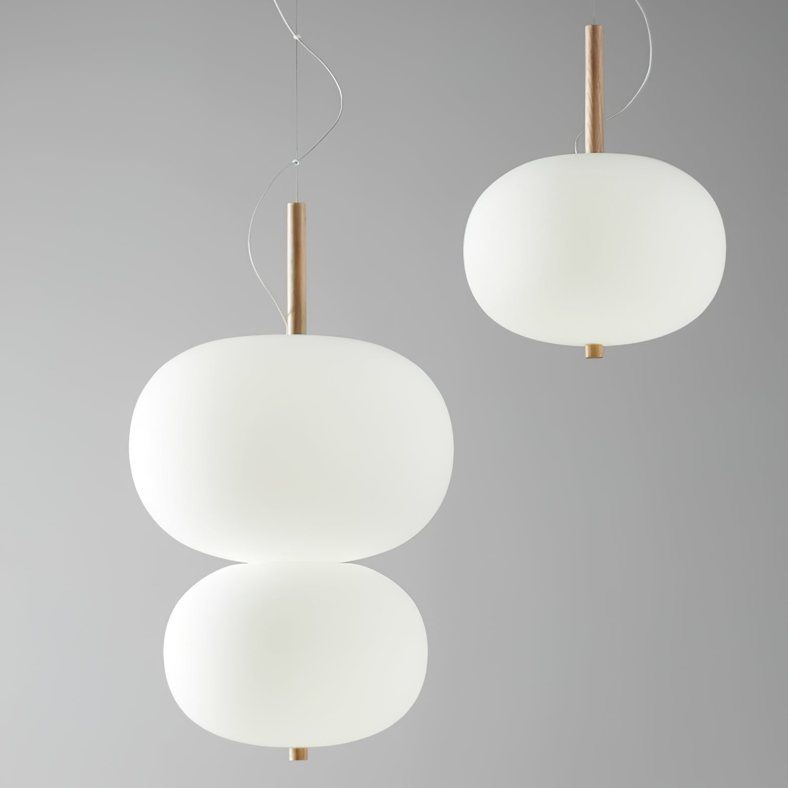 Modern Wood and Hand Blown Glass Sphere LED Pendant Light for Home Decor