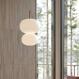 Modern Wood and Hand Blown Glass Sphere LED Pendant Light for Home Decor