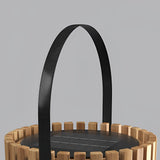 Modern Wood Finish LED Solar Outdoor Floor Lamp Portable Waterproof Garden Lantern