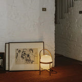 Modern Wood Frame Table Lamp with Glass Globe Shade and Portable Handle for Minimalist Decor
