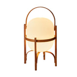 Modern Wood Frame Table Lamp with Glass Globe Shade and Portable Handle for Minimalist Decor