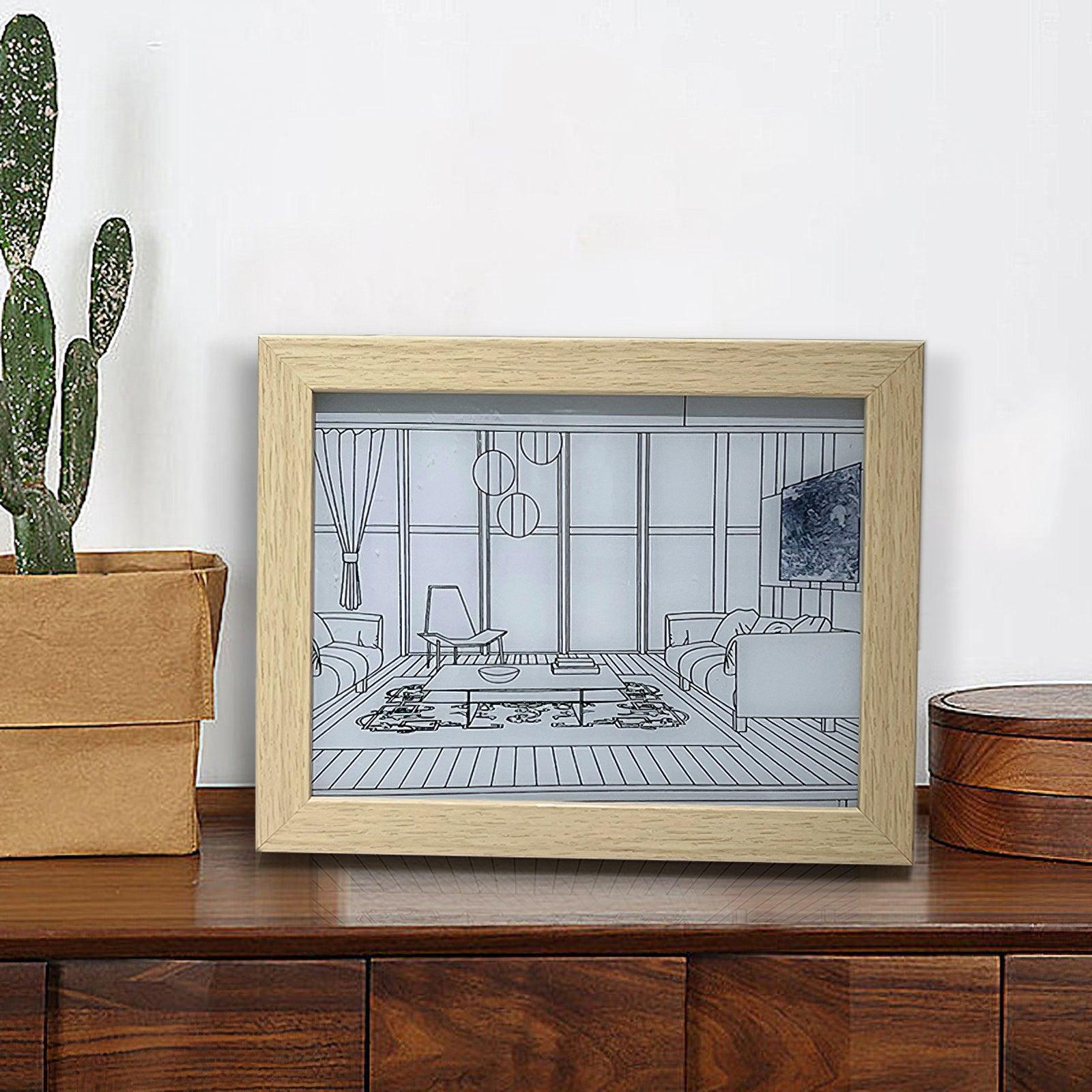 Modern Wood LED Art Photo Frame Bedside Lamp for Creative Home Decor