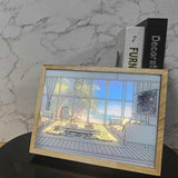 Modern Wood LED Art Photo Frame Bedside Lamp for Creative Home Decor
