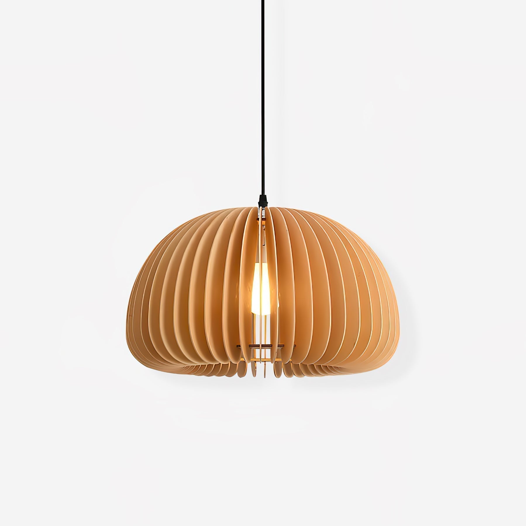 Modern Wooden Pumpkin Pendant Light Organic Nordic Style Ceiling Hanging Lamp