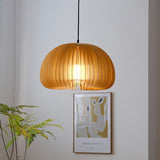 Modern Wooden Pumpkin Pendant Light Organic Nordic Style Ceiling Hanging Lamp