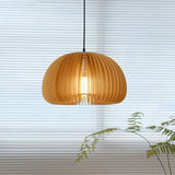 Modern Wooden Pumpkin Pendant Light Organic Nordic Style Ceiling Hanging Lamp