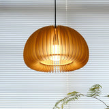 Modern Wooden Pumpkin Pendant Light Organic Nordic Style Ceiling Hanging Lamp