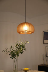 Modern Wooden Pumpkin Pendant Light Organic Nordic Style Ceiling Hanging Lamp