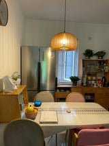 Modern Wooden Pumpkin Pendant Light Organic Nordic Style Ceiling Hanging Lamp