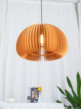 Modern Wooden Pumpkin Pendant Light Organic Nordic Style Ceiling Hanging Lamp