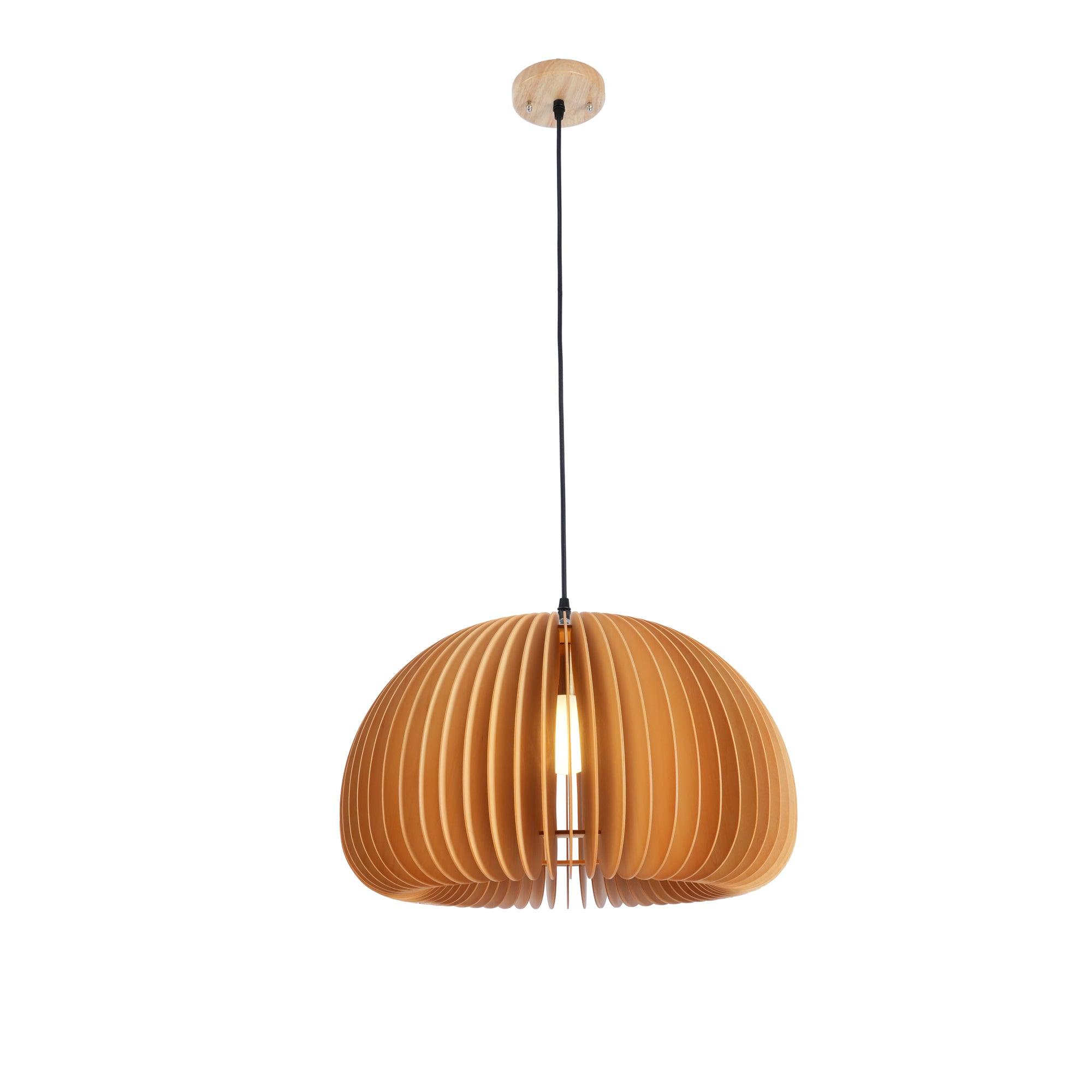 Modern Wooden Pumpkin Pendant Light Organic Nordic Style Ceiling Hanging Lamp