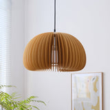 Modern Wooden Pumpkin Pendant Light Organic Nordic Style Ceiling Hanging Lamp
