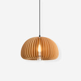 Modern Wooden Pumpkin Pendant Light Organic Nordic Style Ceiling Hanging Lamp